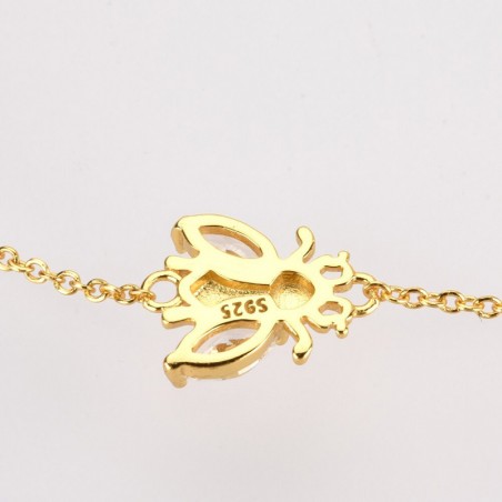 Bracelet abeille en argent Sterling 925 avec plierre en Zircon - couleur argent vue dessous