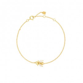 Bracelet abeille en argent Sterling 925 avec plierre en Zircon couleur or