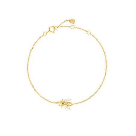 Bracelet abeille en argent Sterling 925 avec plierre en Zircon couleur or