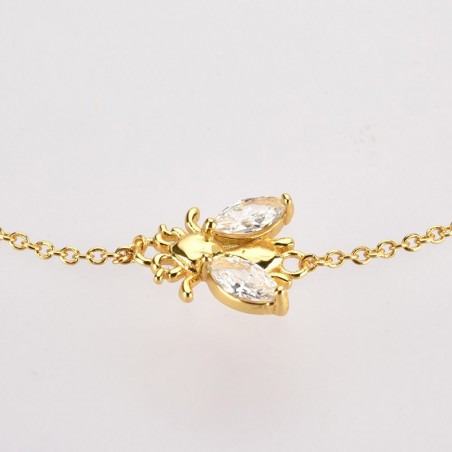 Bracelet abeille en argent Sterling 925 avec plierre en Zircon vue dessus