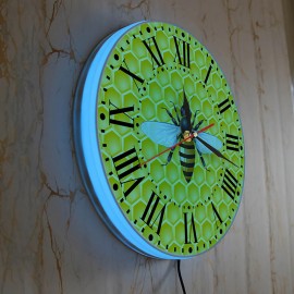 Horloge murale  abeille Avec ou sans cadre - Lumineuse !