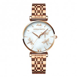 Montre à Quartz pour femme bracelet or rose