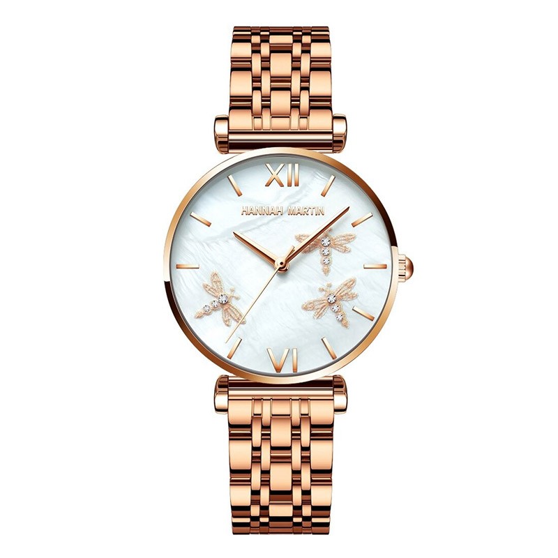 Montre à Quartz pour femme bracelet or rose