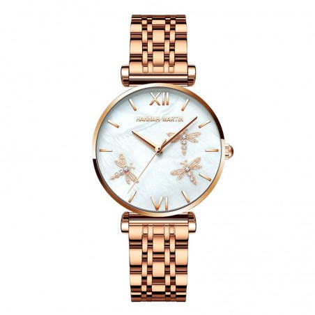 Montre à Quartz pour femme bracelet or rose