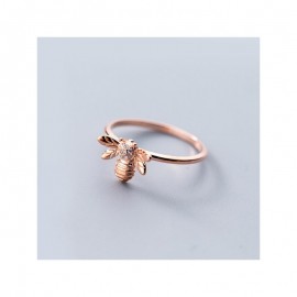 Bague abeille fine en argent Sterling 925 avec abeille strass - argent ou or rose
