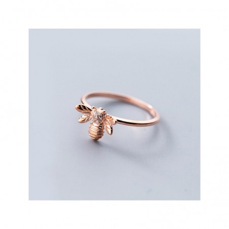 Dainty Bee Ring 925 Sterling Silver - Silver & Rose Gold