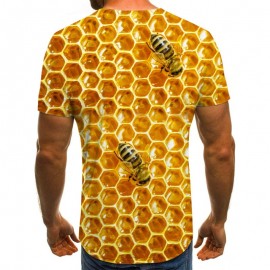 Men's 3D Honeycomb Bee T-Shirt | Unique Graphic Tee Gift