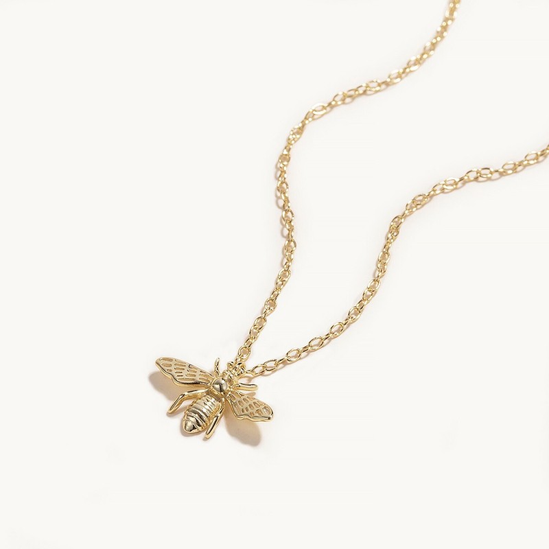 Pendentif abeille en argent Sterling 925 pour femme couleur or