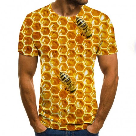 Men's 3D Honeycomb Bee T-Shirt | Unique Graphic Tee Gift