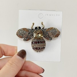 Broche Grosse Abeille incrustée de strass  jaune