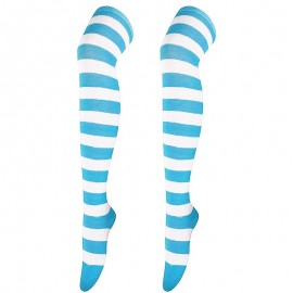 Chaussette abeille bas à rayures dessus genou bleu