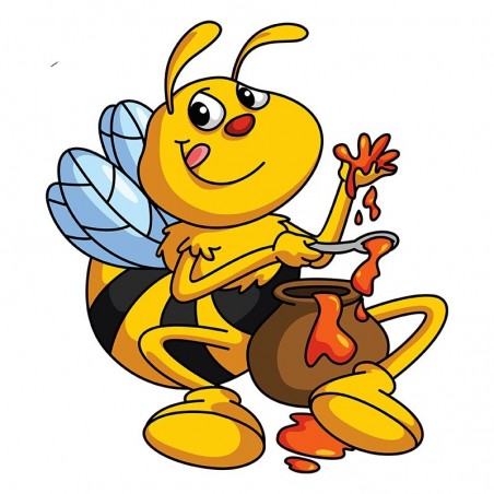 Autocollant Abeille Groumande qui mange du Miel