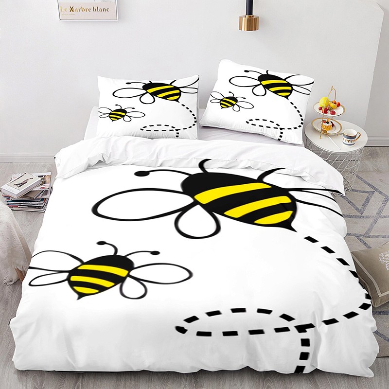 Cute 3D Flying Bee Duvet Cover Set | Unique Bee Lover Gift