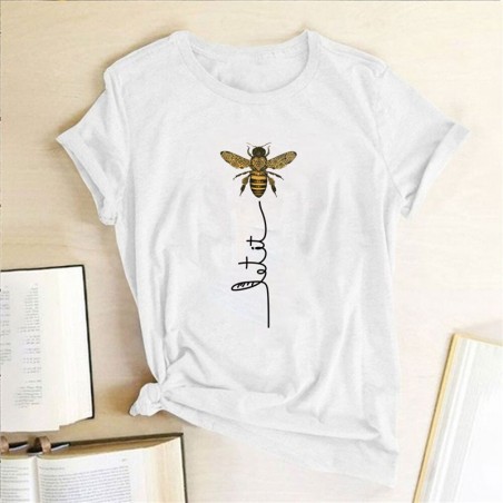 Camiseta Abeja Mujer Original y Divertida | Slogan Let it Bee