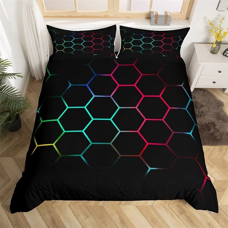 Housse de couette abeille nid d'abeilleformes hexagone géométrique - modèle 2