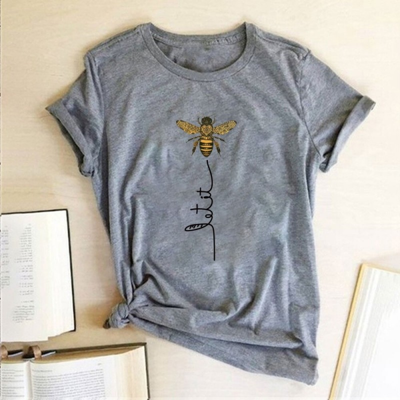 Camiseta Abeja Mujer Original y Divertida | Slogan Let it Bee