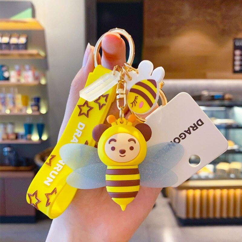 Porte-clés petite abeille toute mignone