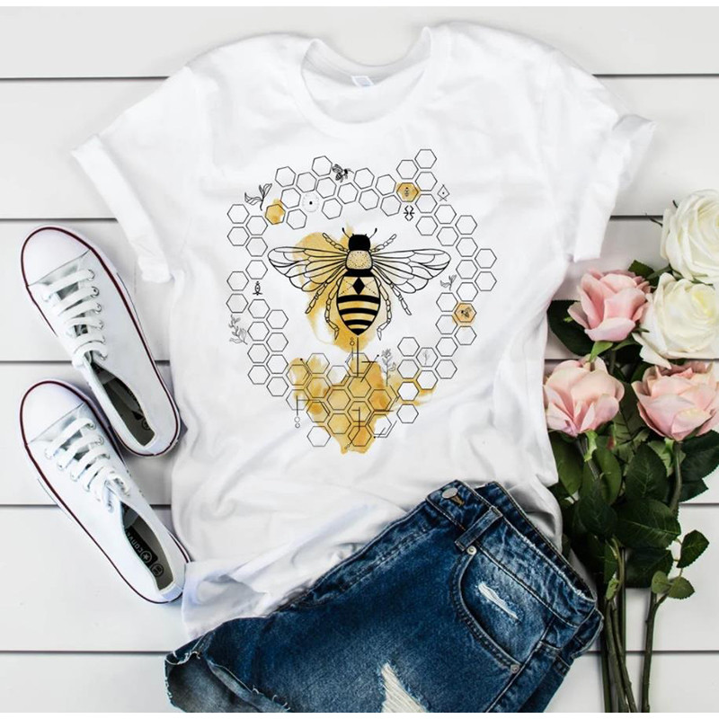 Cute Honeycomb Bee T-Shirt | Unique Graphic Tee for Women