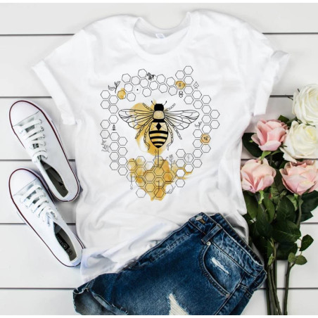 T-shirt abeille avec cercle de nid d'abeilles et reine des abeilles !