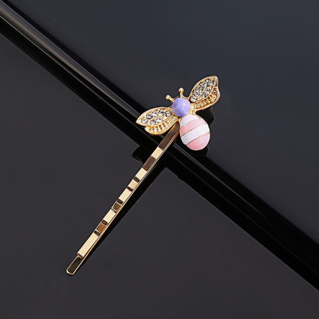 Petite barrette abeille rose et violette