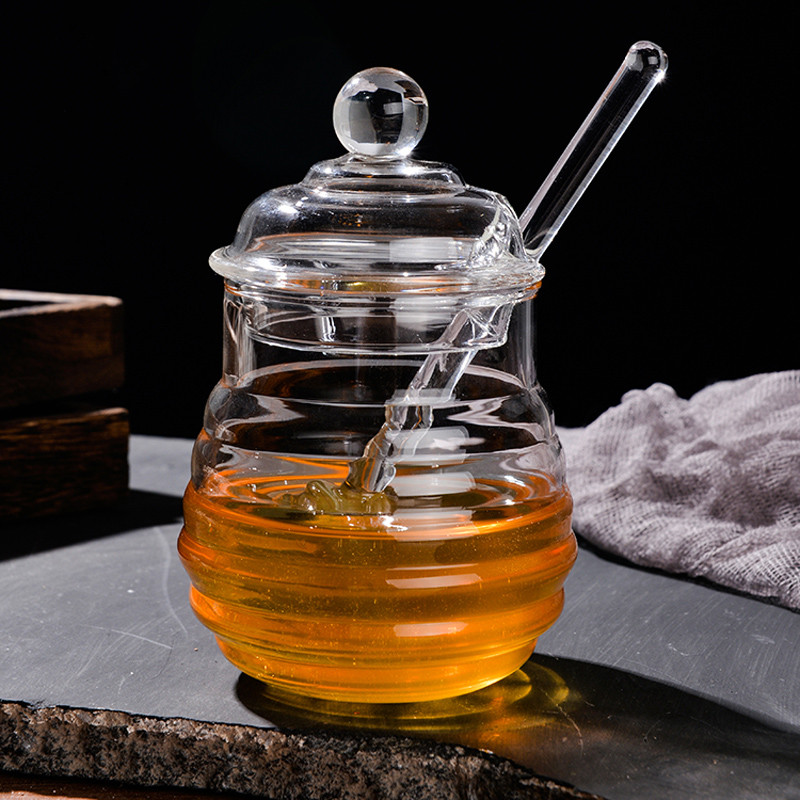 Classic Vintage Glass Honey Pot | Cute Bee Themed Kitchen Gift