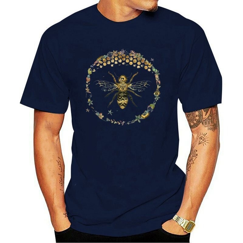 T-shirt Homme Abeille cercle nid d'abeille - bleu