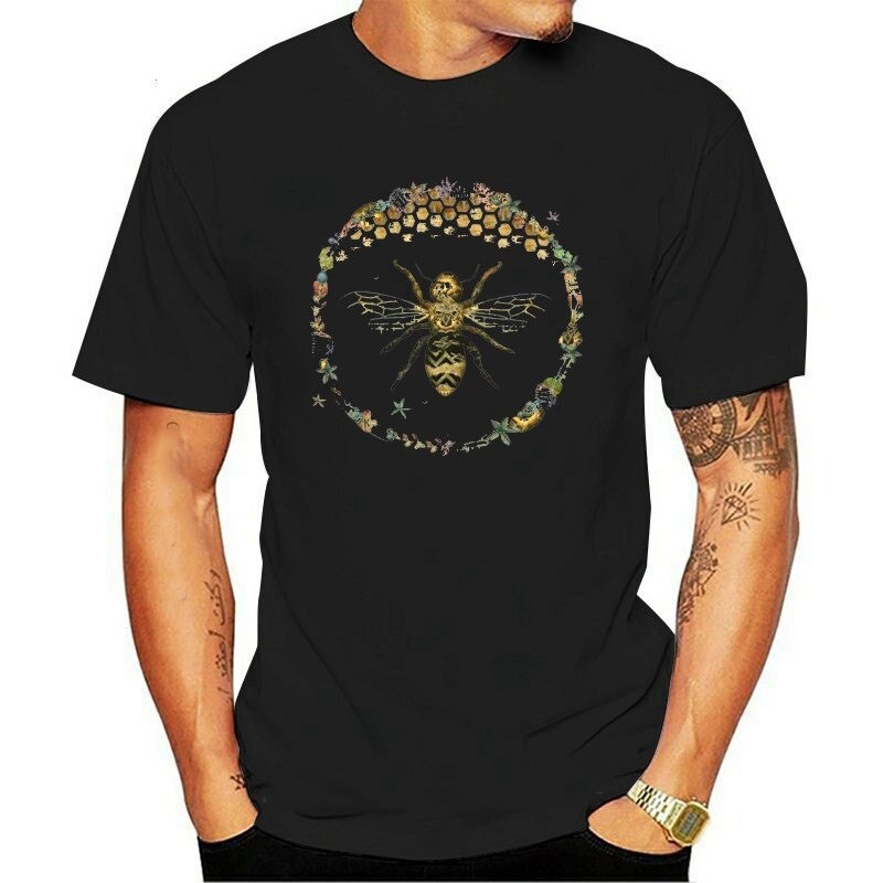 T-shirt Homme Abeille cercle nid d'abeille - noir