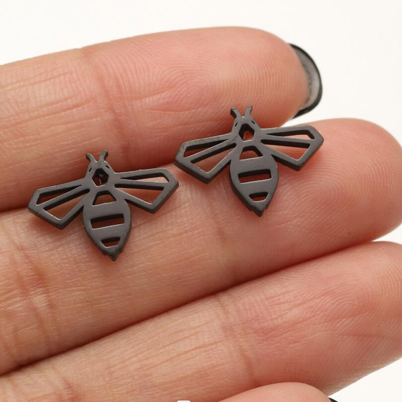 Clous d'oreilles abeilles graphiques - couleur noir