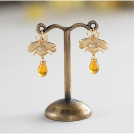 Pendants d'oreille abeille et goutte de miel