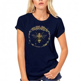 T-shirt Femme Abeille cercle nid d'abeille - bleu