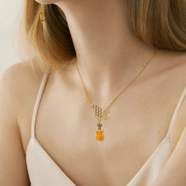Cute Honey Pot & Bee Charm Necklace | Gold Bee Jewelry Gift