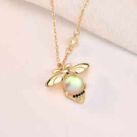 Moonstone Bee Talisman Necklace | 925 Silver Bee Jewelry Gift