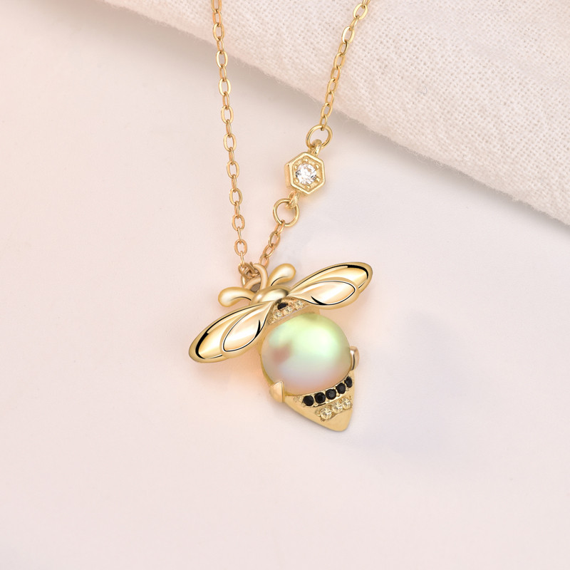 Moonstone Bee Talisman Necklace | 925 Silver Bee Jewelry Gift
