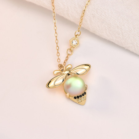 Moonstone Bee Talisman Necklace | 925 Silver Bee Jewelry Gift