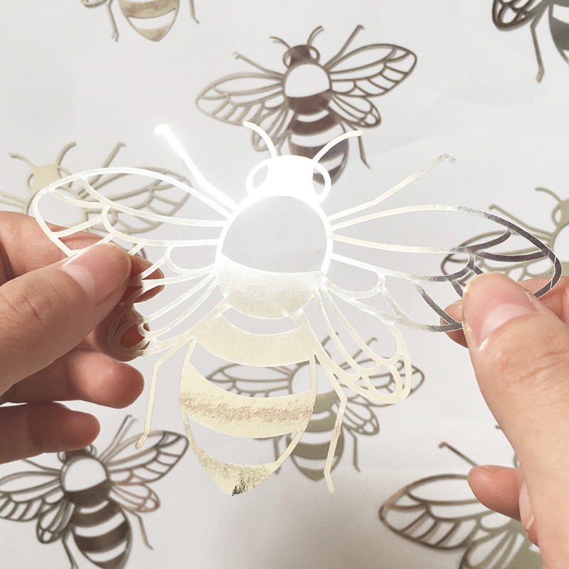 Autocollants muraux Abeilles 3D - Lot de 12 pièces - couleur argent