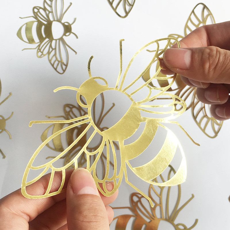 Autocollants muraux Abeilles 3D - Lot de 12 pièces - couleur or