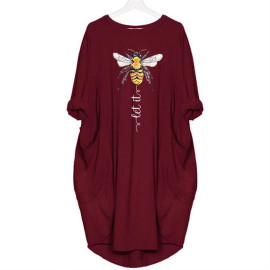 La robe t-shirt la plus cool ! Let it BEE les poches - couleur burgundy