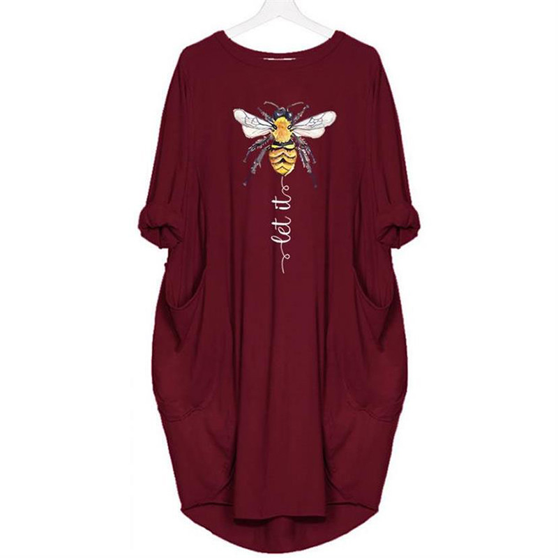 La robe t-shirt la plus cool ! Let it BEE les poches - couleur burgundy