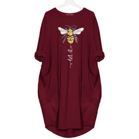 La robe t-shirt la plus cool ! Let it BEE les poches - couleur burgundy