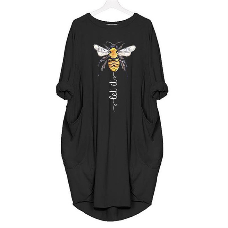 La robe t-shirt la plus cool ! Let it BEE les poches - couleur noir