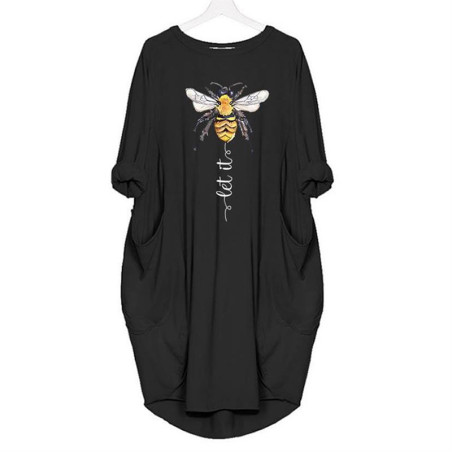 La robe t-shirt la plus cool ! Let it BEE les poches - couleur noir