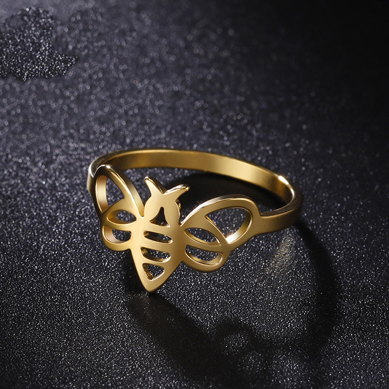 Bague abeille graphique - modèle or