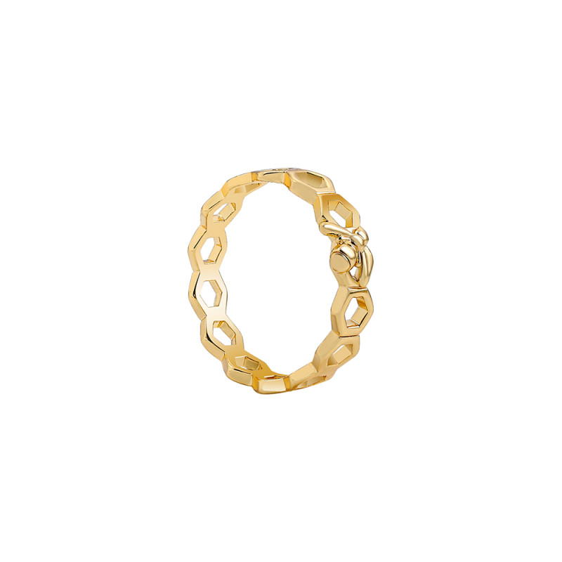 Anneau alvéole sans strass - couleur or