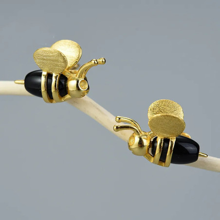 boucle oreille abeille Clous abeille style moderne - modèle or