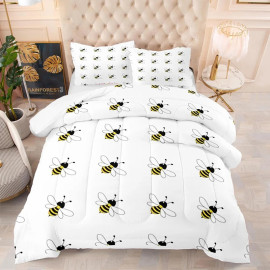 Magnifique Parure de lit imprimée abeille avec motif abeille !