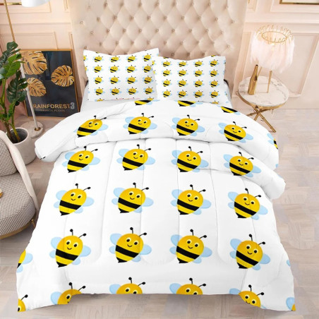 Cute Cartoon Bee Bedding Set | Duvet Cover & Pillowcases