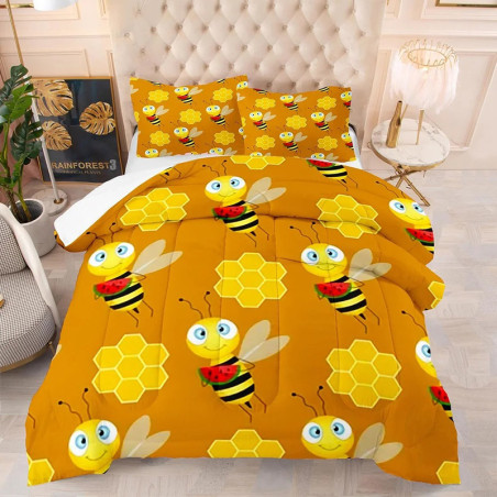 Parure de lit imprimée les abeilles aussi aiment la pastèque !