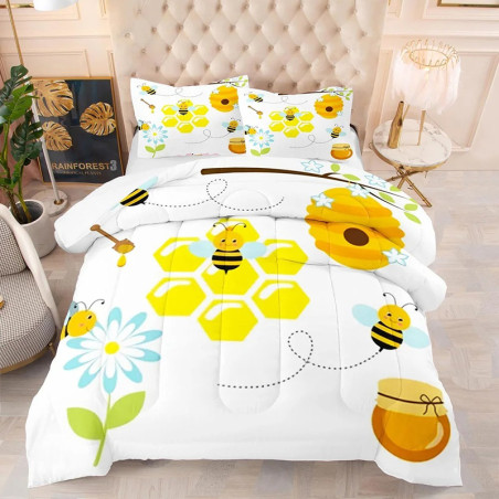 Cute Bee & Honey Pot Bedding Set | Unique Duvet Cover Gift