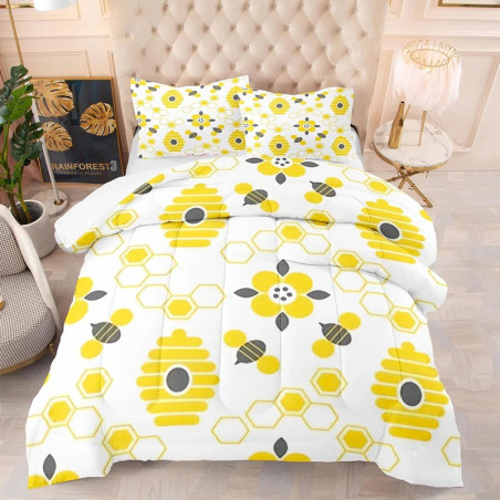 Magnifique Parure de lit imprimée abeille motif graphique !
