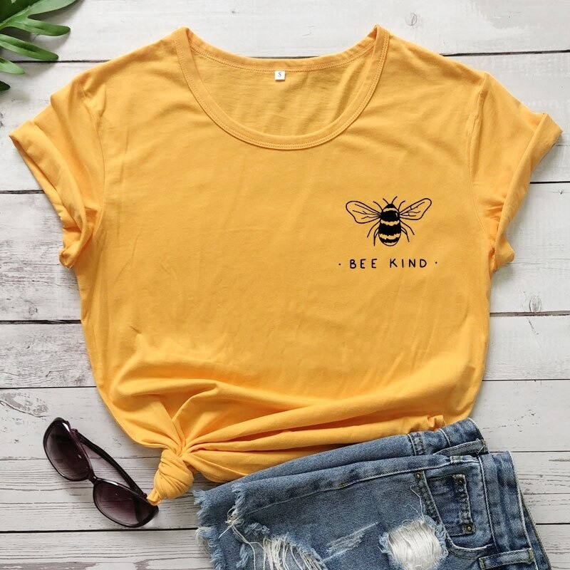 T-shirt Bee Kind pour femme jaune